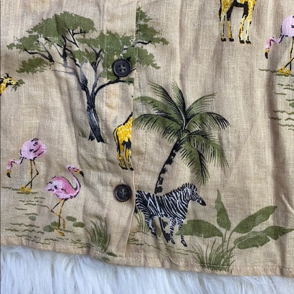 NWT Old Navy #712 Safari Print Linen Top Blouse - Picture 3 of 6